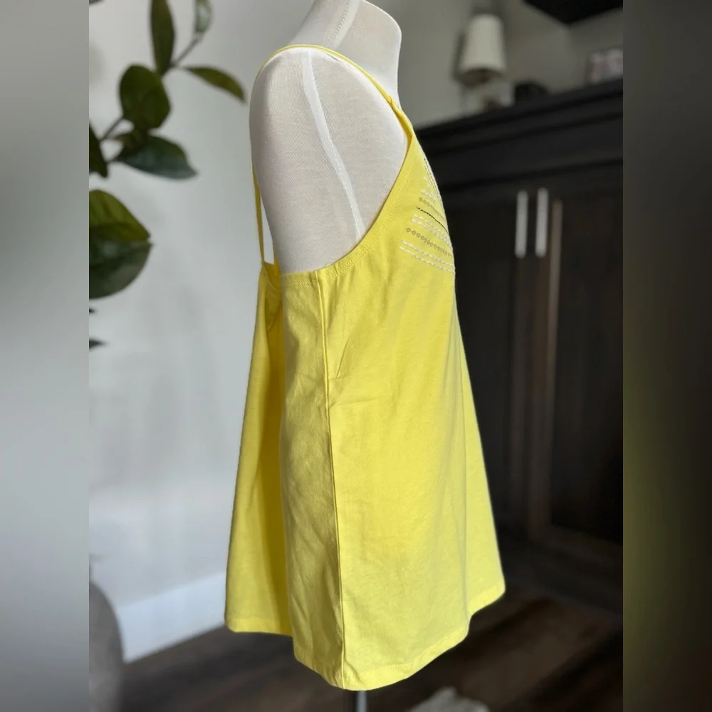 OshKosh B'gosh Girls 14 Yellow Embroidered Tank Top Never Worn